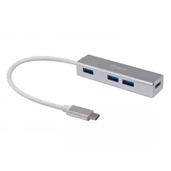 Equip USB-C - 4-porttinen USB 3.0 -keskitin, USB 3.2 Gen 1 (3.1 Gen 1) Type-C, USB 3.2 Gen 1 (3.1 Gen 1) Type-A, 5000 Mbit/s, hopea, alumiini, Windows 10, Windows 7, Windows 8