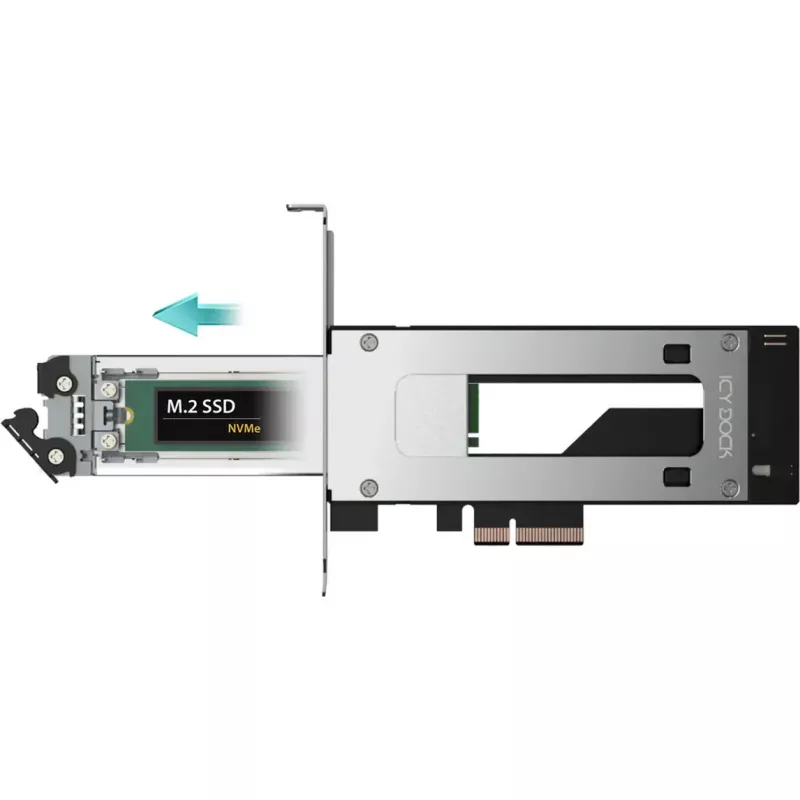 PCIe NVMe M.2 -sovitinkortti Icy Dock MB840M5P-B, musta/hopea