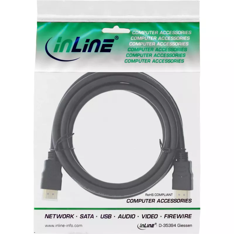 InLine High Speed HDMI -kaapeli Ethernetillä Premium 4K2K uros/uros musta 2m