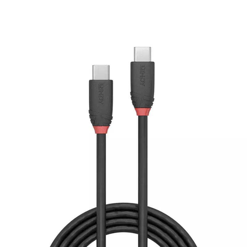Lindy 1,5 m USB 3.2 Type-C - Type-C -kaapeli, 20 Gbit/s, Black Line
