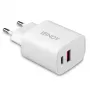 Lindy 73413 USB-A- ja USB-C-laturi, 20 W, Power Delivery, 100–240 V, valkoinen