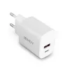 Lindy 73413 USB-A- ja USB-C-laturi, 20 W, Power Delivery, 100–240 V, valkoinen