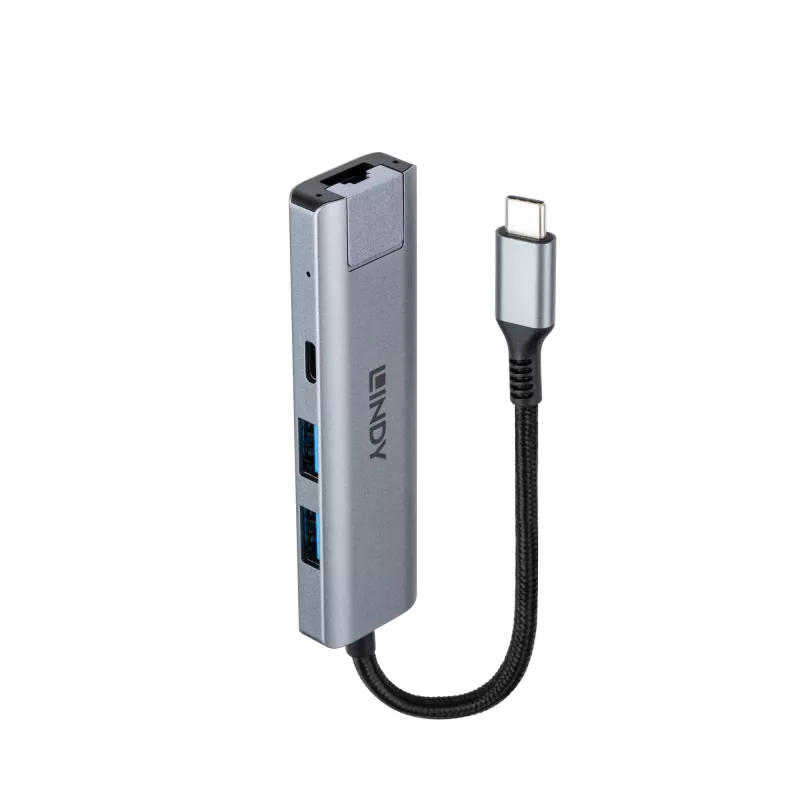 Lindy USB 3.2 Gen 2 Type-C-keskitin & Gigabit Ethernet
