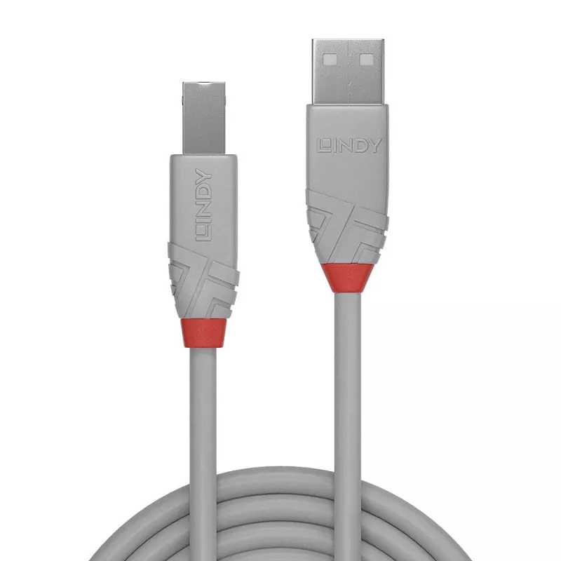 Lindy 1 m USB 2.0 Type-A–B-kaapeli, Anthra Line, harmaa