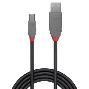Lindy 3 m USB 2.0 Type-A–Mini-B-kaapeli, Anthra Line