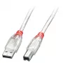 Lindy 2 m USB 2.0 -kaapeli – Type-A–B, läpinäkyvä