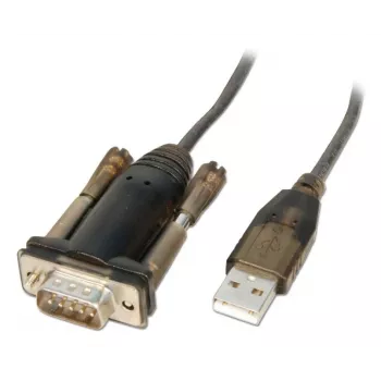 Lindy USB–sarjaportti-konvertteri Lite, harmaa, läpinäkyvä, 1,5 m, USB Type-A, RS-232, pistoke, pistoke