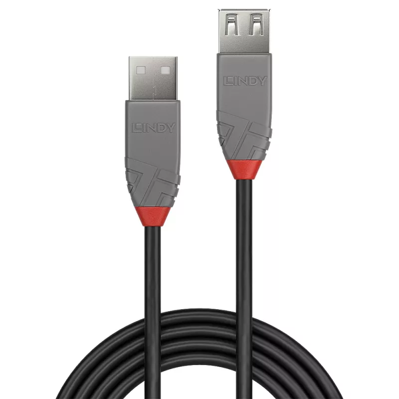 Lindy 3 m USB 2.0 Type-A-jatkokaapeli, Anthra Line