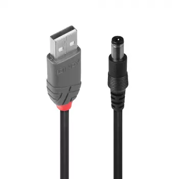 Lindy USB 2.0 Type-A - 5,5 mm DC -kaapeli, 1,5 m