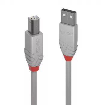 Lindy 0,5 m USB 2.0 Type-A-Type-B -kaapeli, Anthra Line, harmaa