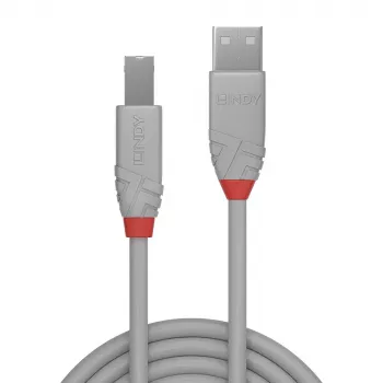 Lindy 0,5 m USB 2.0 Type-A-Type-B -kaapeli, Anthra Line, harmaa