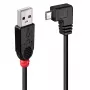Lindy 1 m USB 2.0 -kaapeli - Type-A-Micro-B -kaapeli, 90 astetta kulma
