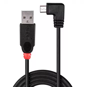 Lindy 1 m USB 2.0 -kaapeli - Type-A-Micro-B -kaapeli, 90 astetta kulma