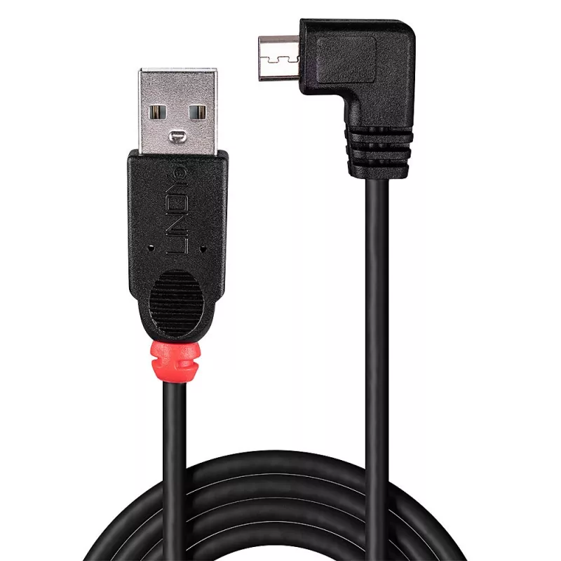 Lindy 2 m USB 2.0 -kaapeli – Type-A-Micro-B -kaapeli, 90° kulma