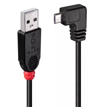 Lindy USB 2.0 kaapeli Type-A - Micro-B, 0,5 m, 90° kulma