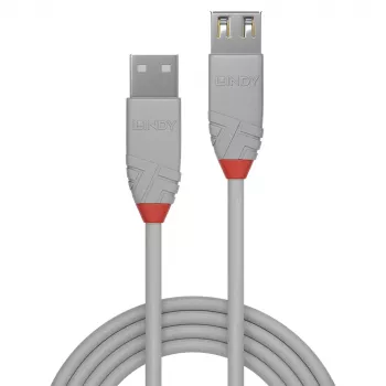 Lindy 0,2 m USB 2.0 Type-A -jatkokaapeli, Anthra Line, harmaa
