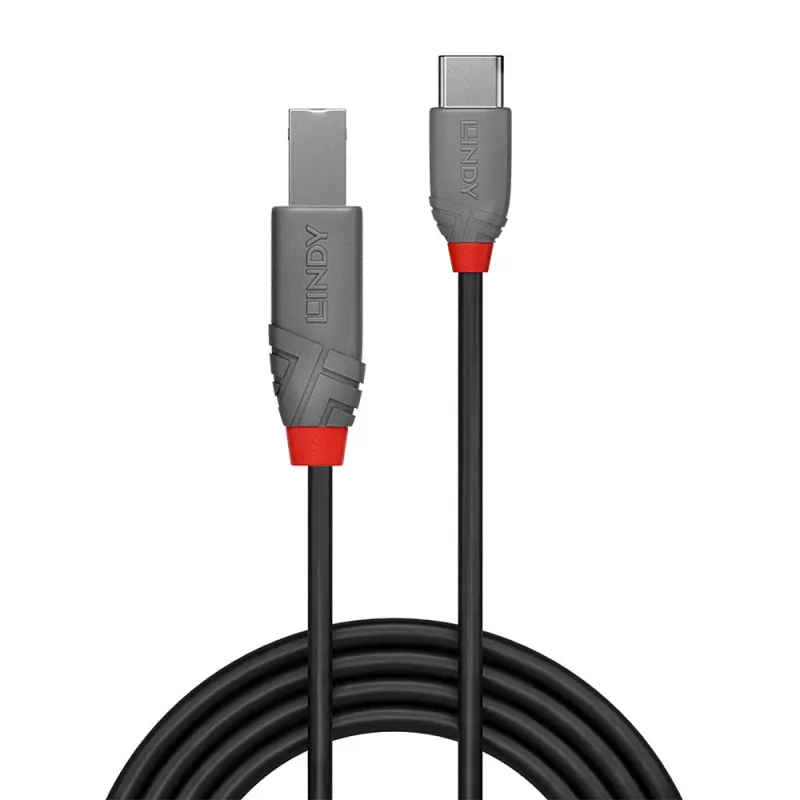 USB 2.0 Type-C–B-kaapeli Lindy 36940 0,5 m Anthra Line