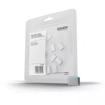 Porttitulppa Lindy USB Type-C -porttitulppa ilman avainta 10 kpl:n pakkaus sininen
