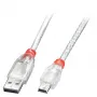 Lindy 1 m USB 2.0 -kaapeli - tyyppi A – Mini-B, läpinäkyvä