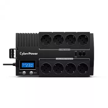 Keskeytymätön virransyöttö CYBERPOWER BR700ELCD, Line-Interactive 0,7 kVA (420 W), 8x Type-F-lähtöä, LCD, AVR