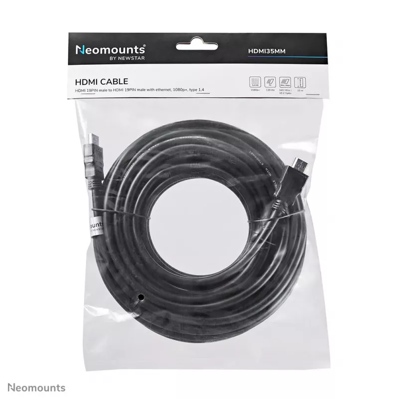 Neomounts HDMI35MM HDMI-kaapeli - 10 metriä, 10 m, HDMI Type-A (standardi), HDMI Type-A (standardi), 10,2 Gbit/s, musta