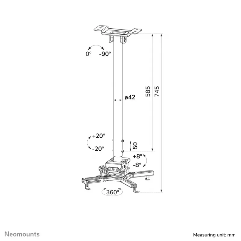 Kattoteline Neomounts CL25-550BL1 musta 35 kg