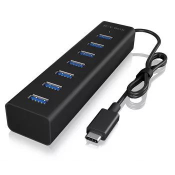 ICY BOX IB-HUB1700-C3 USB 3.2 Gen 1 (3.1 Gen 1) Type-C 5000 Mbit/s musta