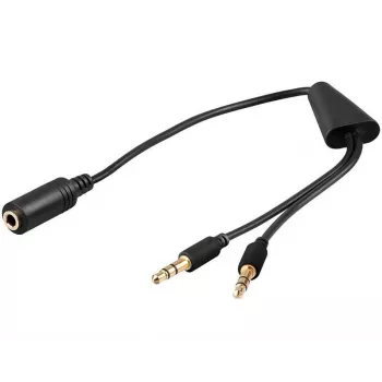 Audiokaapeli Microconnect AUDAL 0,4 m 2x 3,5 mm uros–3,5 mm naaras musta