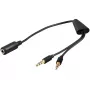Audiokaapeli Microconnect AUDAL 0,4 m 2x 3,5 mm uros–3,5 mm naaras musta