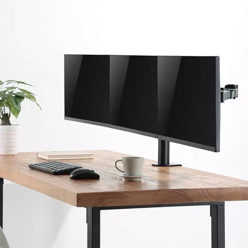 LogiLink BP0107 pöytäteline kolmelle näytölle, 17-27 tuumaa, 7 kg per varsi, VESA 75x75/100x100, teräs, musta