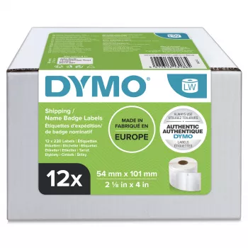 DYMO Authentic LabelWriter suuret lähetystarrat/nimikyltit | 54 mm x 101 mm | 12 rullaa à 220 (2 640 Easy-Peel-tarraa) | itseliimautuva | LabelWriter-tarratulostimille