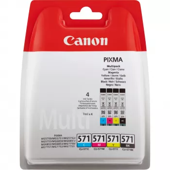 Canon CLI-571 BK/C/M/Y mustepatruunat monipakkaus, musta, syaani, magenta, keltainen, 4 kpl, 349 sivua, monipakkaus