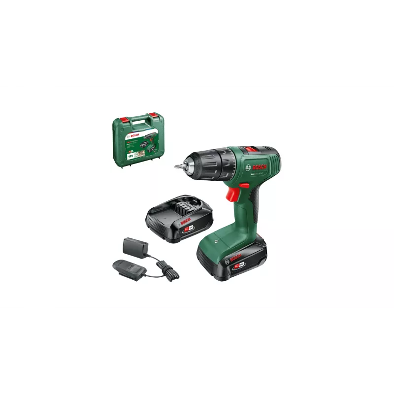 Bosch EasyDrill 18V-40 06039D8002 akkuiskuporakone-ruuvinväännin, 2 nopeutta, 2x 1,5 Ah, kotelo