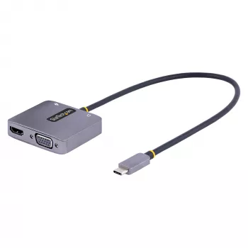 StarTech.com USB-C-videosovitin, USB-C HDMI VGA -moniporttisovitin, 3,5 mm ääni, 4K 60Hz HDR, 100W PD läpivienti, Thunderbolt 3/4 yhteensopiva – USB-C näyttösovitin matkalle