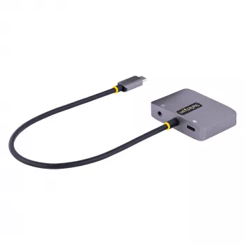 StarTech.com USB-C-videosovitin, USB-C HDMI VGA -moniporttisovitin, 3,5 mm ääni, 4K 60Hz HDR, 100W PD läpivienti, Thunderbolt 3/4 yhteensopiva – USB-C näyttösovitin matkalle