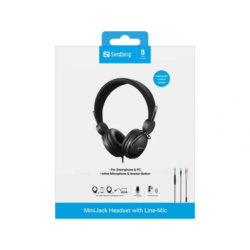 Headset Sandberg MiniJack -headset inline-mikrofonilla