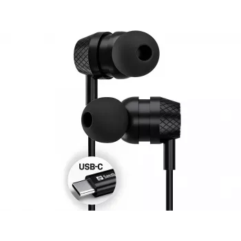 Headset Sandberg USB-C/A in-ear-set line-mikrofonilla
