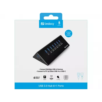 Sandberg USB 3.0 -keskitin 6+1 porttia