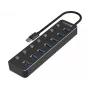 USB-keskitin Sandberg 7 porttia USB 3.0 musta alumiini