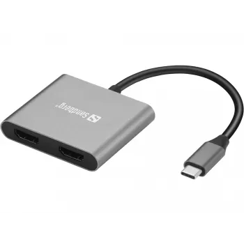 Sandberg USB-C -telakka 2xHDMI+USB+PD enimmäisresoluutio 3840x2160