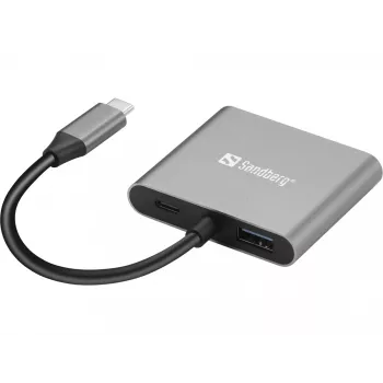 Sandberg USB-C -telakka 2xHDMI+USB+PD enimmäisresoluutio 3840x2160