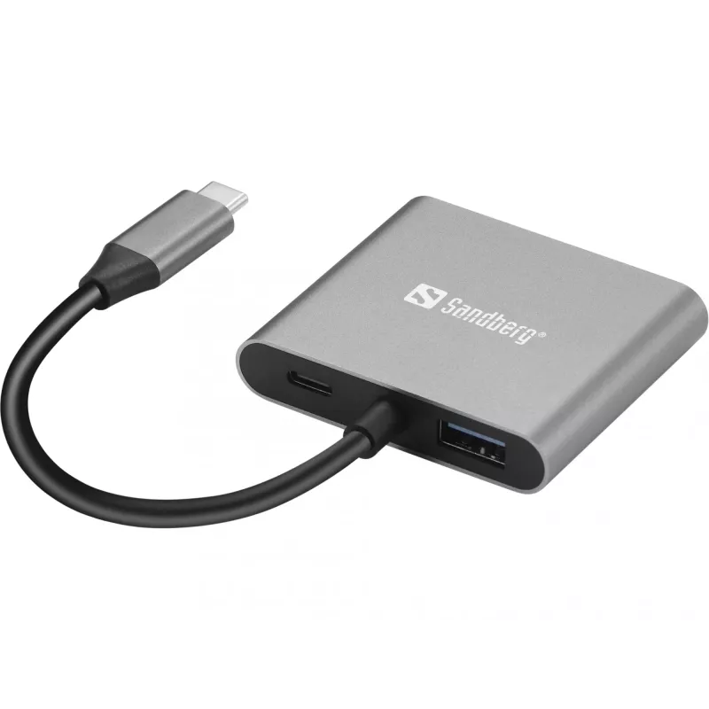 Sandberg USB-C -telakka 2xHDMI+USB+PD enimmäisresoluutio 3840x2160