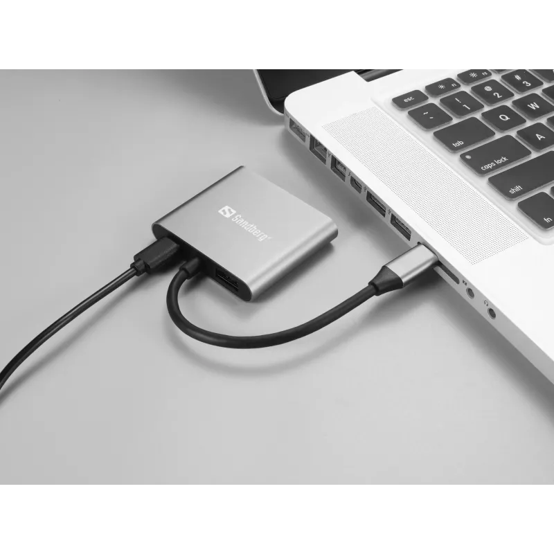 Sandberg USB-C -telakka 2xHDMI+USB+PD enimmäisresoluutio 3840x2160