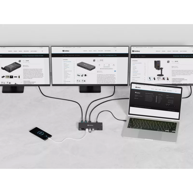Sandberg USB-C 13in1 DockingStation Pro johdollinen USB 3.2 Gen 1 Type-C