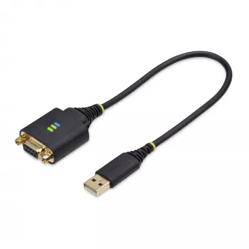 StarTech.com 30cm USB-nullmodemisarjaporttisovitinkaapeli, COM-säilytys, FTDI, USB-A - DB9 RS232, vaihdettavat DB9-mutterit/ruuvit, Windows/macOS/Linux