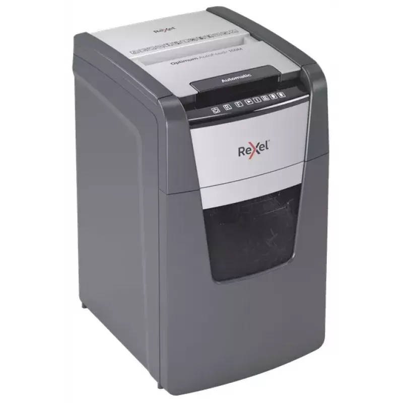 Rexel Optimum AutoFeed+ 150M paperisilppuri, mikroleikkaus 2 x 15 mm, P-5, 150 arkkia, 44 l astia