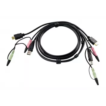 ATEN HDMI KVM -kaapeli 1,8 m, 1,8 m, HDMI, musta, HDMI, USB A, 2 x 3,5 mm, HDMI, USB B, 2 x 3,5 mm, pistoke
