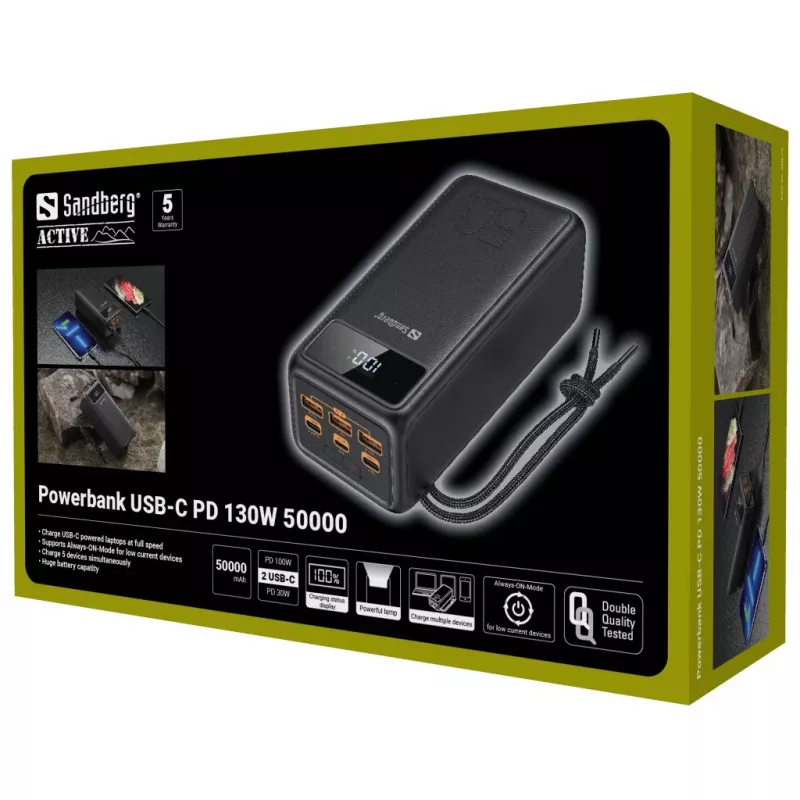 Kannettava varavirtalähde Sandberg USB-C PD 130W 50000mAh