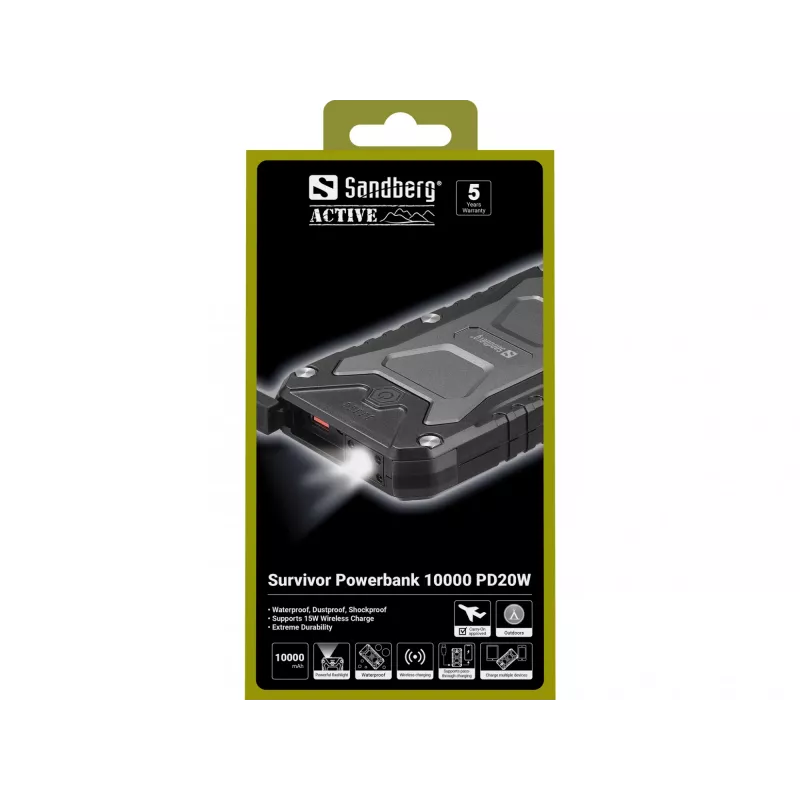 Kannettava varavirtalähde Sandberg Survivor 10000 PD20W, 10000 mAh
