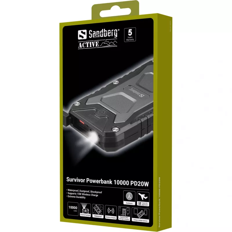 Kannettava varavirtalähde Sandberg Survivor 10000 PD20W, 10000 mAh